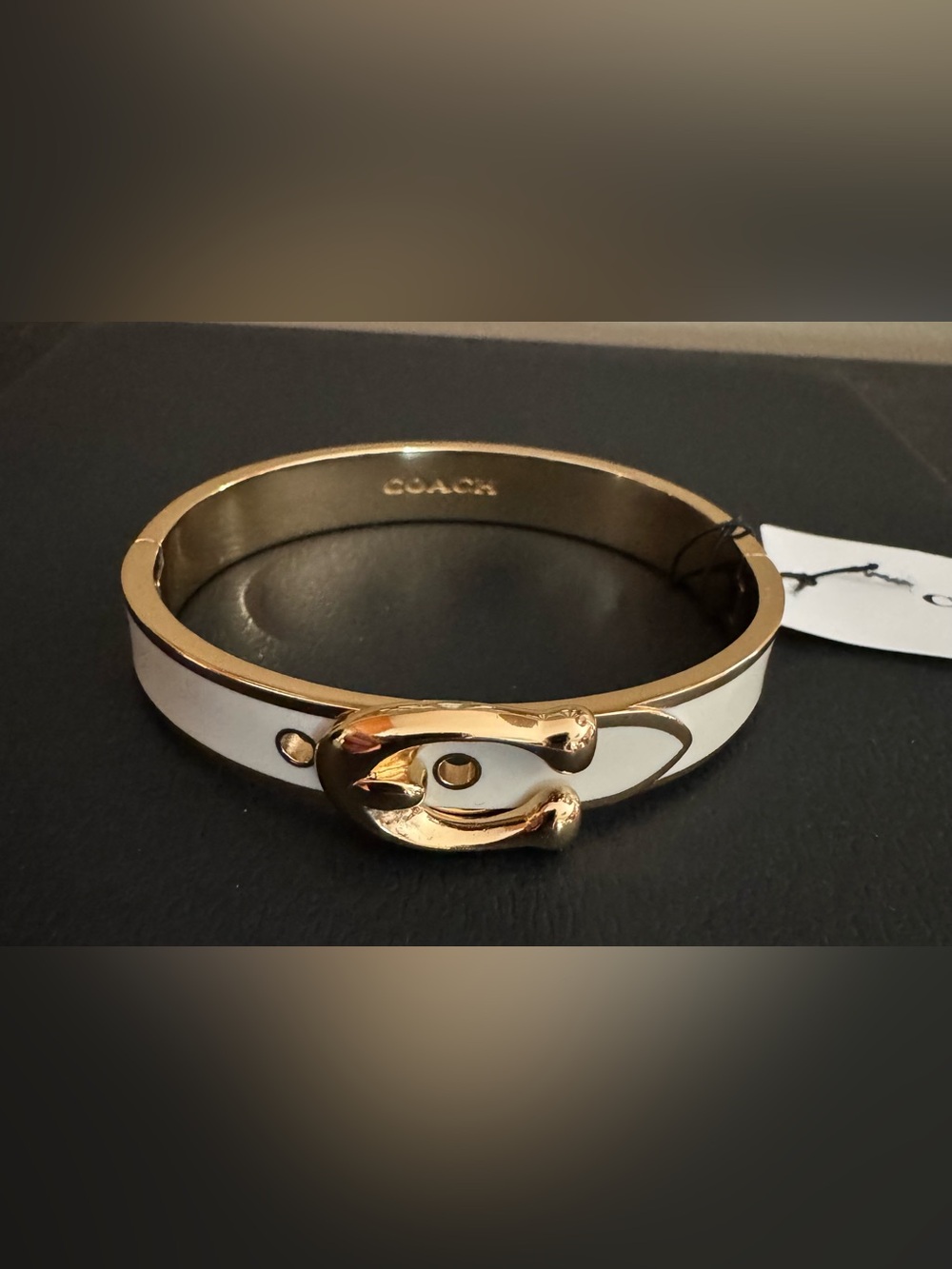 NWT - Coach Gold-Tone Signature Turnlock Cuff Bracelet